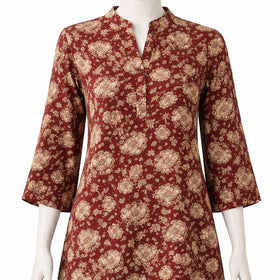 Maroon Floral Printed Womenβs Top β Casual Ethnic Style