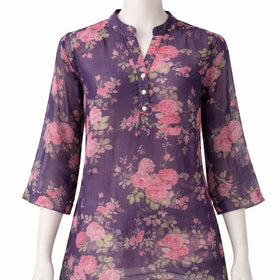 Purple Floral Printed Womenβs Top β Stylish Casual Wear