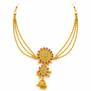 Traditional Floral Temple Pendant Necklace