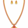 Elegant Ruby Stone Long Haram Necklace Set