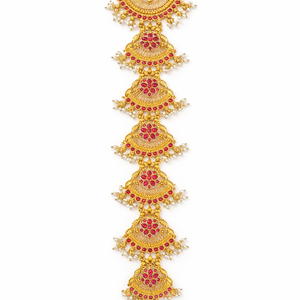 Traditional Ruby Stone Temple Jewellery Maang Tikka / Bridal Hair Orname