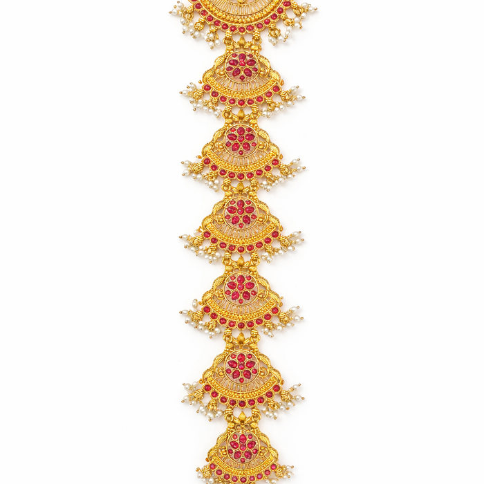 Traditional Ruby Stone Temple Jewellery Maang Tikka / Bridal Hair Orname