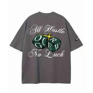 Dark Grey All Hustle No Luck T-Shirt - Size XS