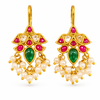 Traditional Ruby & Emerald Stone Pearl Drop Earrings