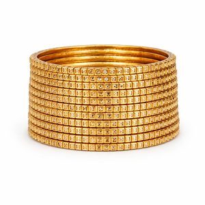 Premium Square Texture Gold Bangles Set